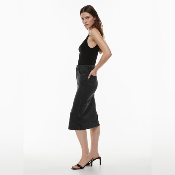 DENIM FORUM ARITZIA 90s Halle Skirt Midi Denim Black Size 29 - Picture 10 of 13